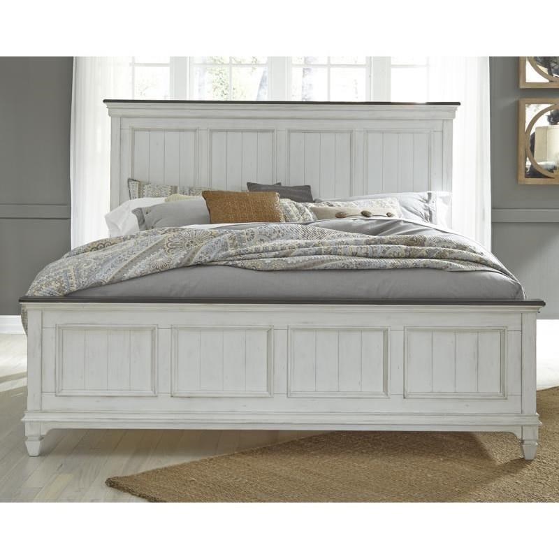 Liberty Furniture Allyson Park Cottage King Panel Bed with Crown Molded